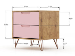 Rockefeller Nightstand 2.0 in Nature and Rose Pink (set of 2) - Ornate Home