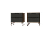 Rockefeller Nightstand 2.0 in Nature and Textured Grey (set of 2) - Ornate Home