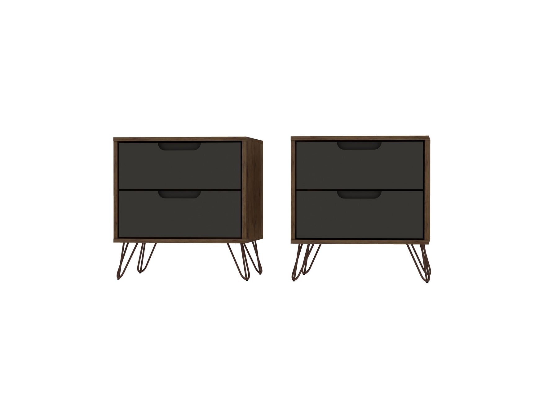 Rockefeller Nightstand 2.0 in Nature and Textured Grey (set of 2) - Ornate Home
