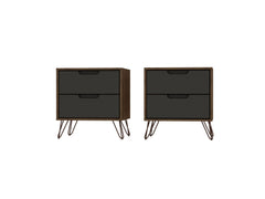 Rockefeller Nightstand 2.0 in Nature and Textured Grey (set of 2) - Ornate Home