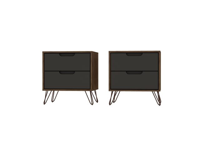 Rockefeller Nightstand 2.0 in Nature and Textured Grey (set of 2) - Ornate Home
