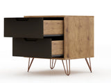 Rockefeller Nightstand 2.0 in Nature and Textured Grey (set of 2) - Ornate Home