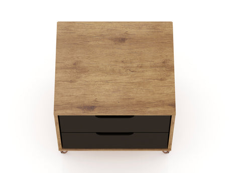 Rockefeller Nightstand 2.0 in Nature and Textured Grey (set of 2) - Ornate Home