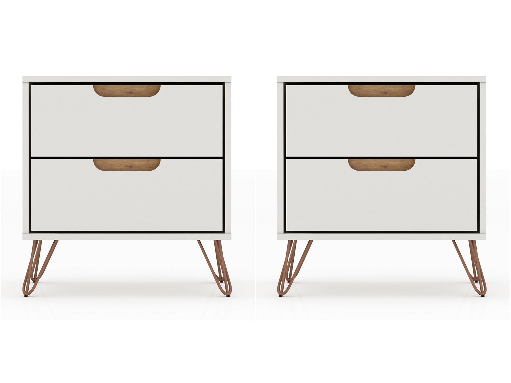 Rockefeller Nightstand 2.0 in Off White and Nature (set of 2) - Ornate Home