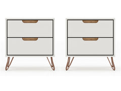 Rockefeller Nightstand 2.0 in Off White and Nature (set of 2) - Ornate Home