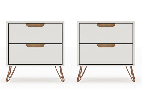 Rockefeller Nightstand 2.0 in Off White and Nature (set of 2) - Ornate Home