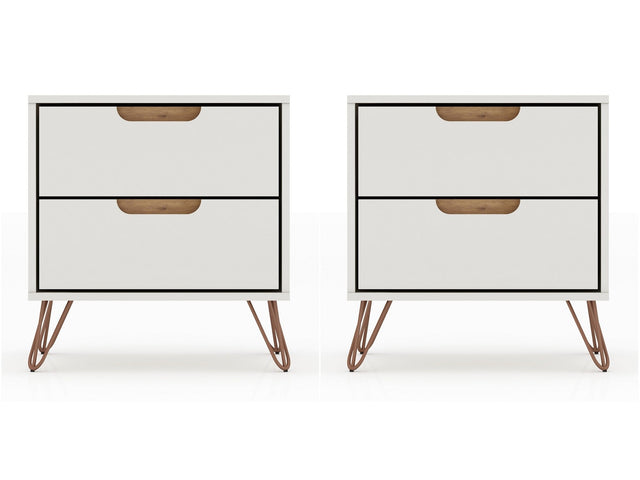 Rockefeller Nightstand 2.0 in Off White and Nature (set of 2) - Ornate Home