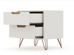 Rockefeller Nightstand 2.0 in Off White and Nature (set of 2) - Ornate Home