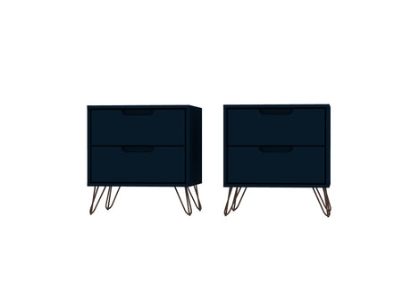 Rockefeller Nightstand 2.0 in Tatiana Midnight Blue (set of 2) - Ornate Home