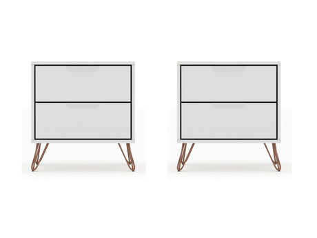 Rockefeller Nightstand 2.0 in White (set of 2) - Ornate Home