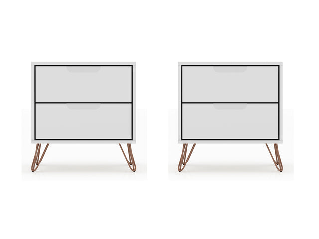 Rockefeller Nightstand 2.0 in White (set of 2) - Ornate Home