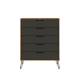 Rockefeller Tall 5-Drawer Dresser and Standard 3-Drawer Dresser in Nature and Textured Grey - Ornate Home