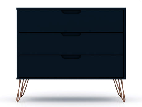 Rockefeller Tall 5-Drawer Dresser and Standard 3-Drawer Dresser in Tatiana Midnight Blue - Ornate Home