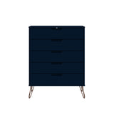 Rockefeller Tall 5-Drawer Dresser and Standard 3-Drawer Dresser in Tatiana Midnight Blue - Ornate Home