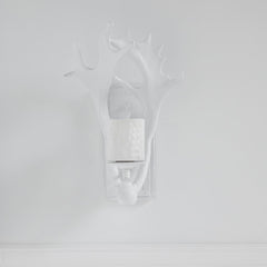 Rockland White Resin Antlers Wall Sconce - Ornate Home