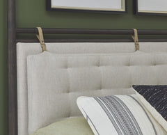 Rockport Full Upholstered Poster Bed in Yin and Turtle Dove Linen - Ornate Home