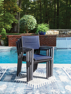 Rocky Creek Blue/Gray Sling Arm Chair (Set of 4) - Ornate Home