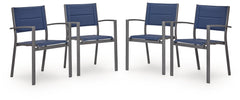 Rocky Creek Blue/Gray Sling Arm Chair (Set of 4) - Ornate Home