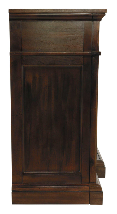 Roddinton Dark Brown 72" TV Stand w/ Electric Fireplace Insert - Ornate Home