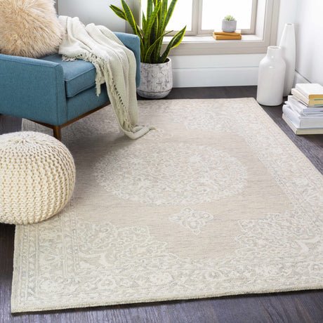 Roessleville Cream Wool Area Rug - Ornate Home