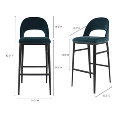 Roger Teal Bar Stool - Ornate Home
