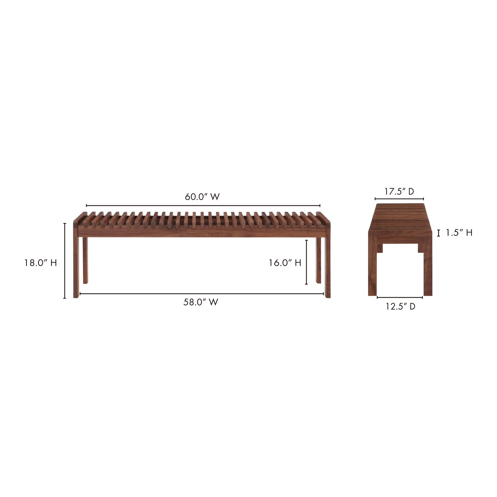 Rohe Walnut Brown Bench - Ornate Home