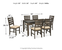Rokane Brown Dining Room Table & Chairs (Set of 7) - Ornate Home