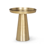 Roland Satin Brass Cast Aluminum Metal Accent Table - Ornate Home