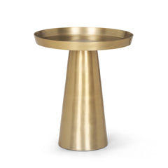 Roland Satin Brass Cast Aluminum Metal Accent Table - Ornate Home