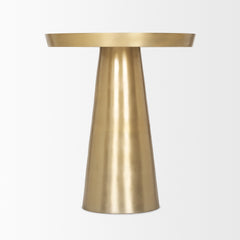 Roland Satin Brass Cast Aluminum Metal Accent Table - Ornate Home