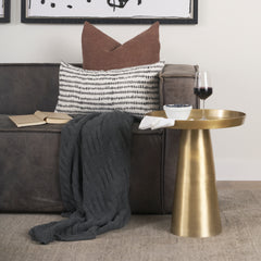 Roland Satin Brass Cast Aluminum Metal Accent Table - Ornate Home