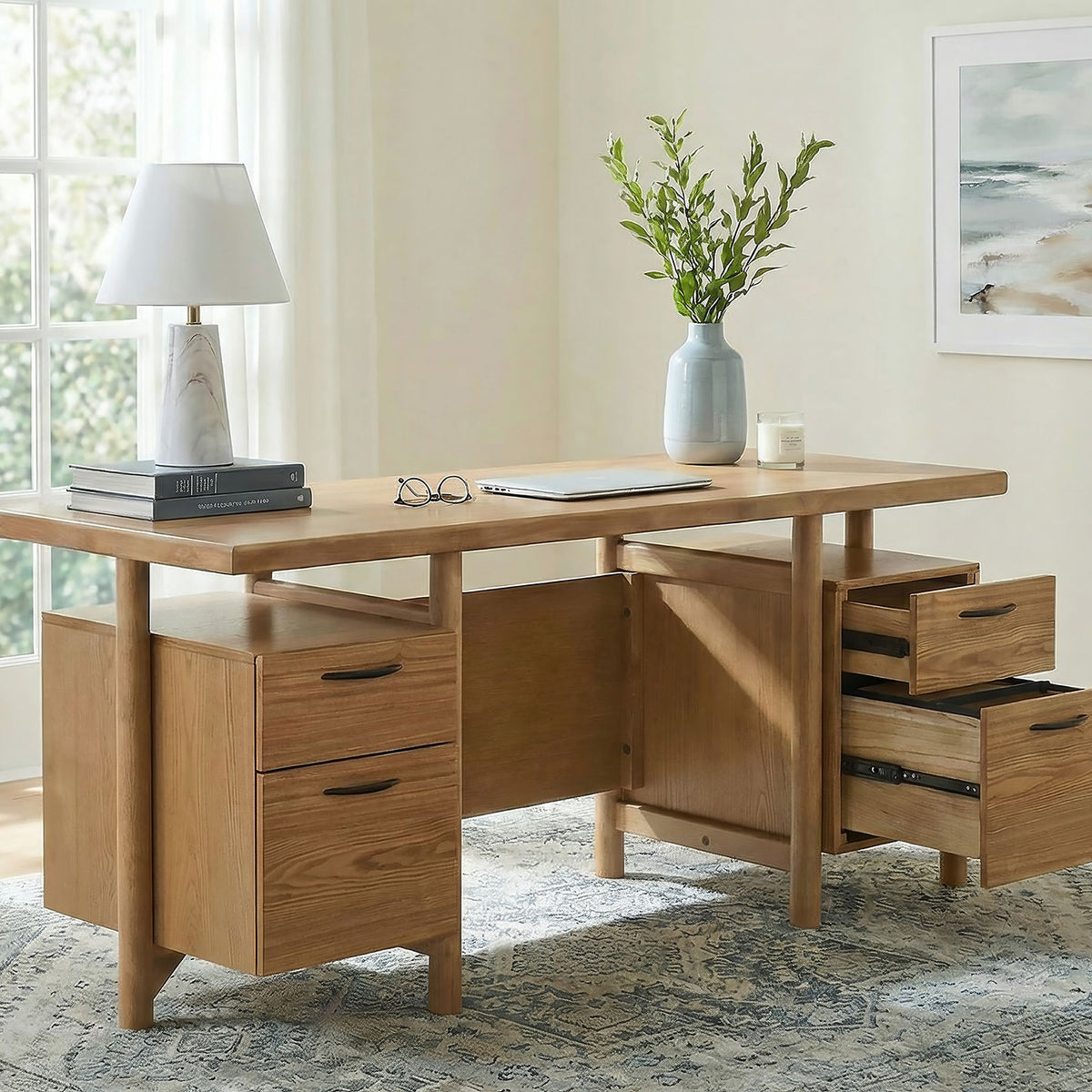 Coaster Roldan Light Ash 69-inch 4-drawer Computer Desk with File Drawer