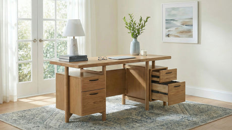 Roldan Light Ash 69-inch 4-drawer Computer Desk with File Drawer - Ornate Home