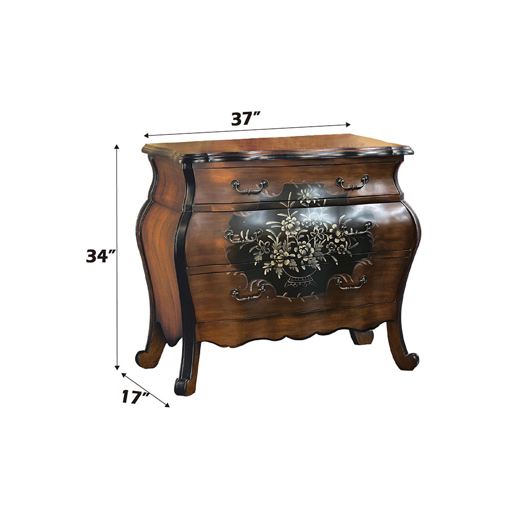 Roma Oak and Antique Black Finish Chest - Ornate Home