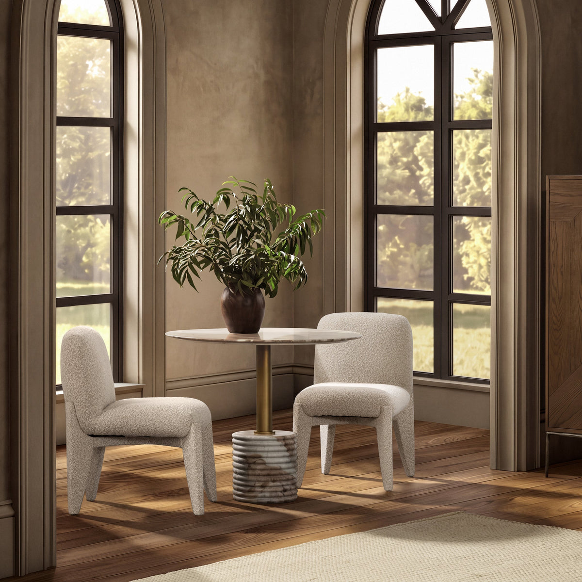 Roma Petal Stone 36" Round Dining Table