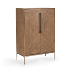 Roman Golden Walnut 2-Door Bar Cabinet