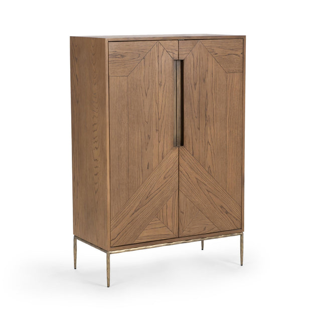Roman Golden Walnut 2-Door Bar Cabinet