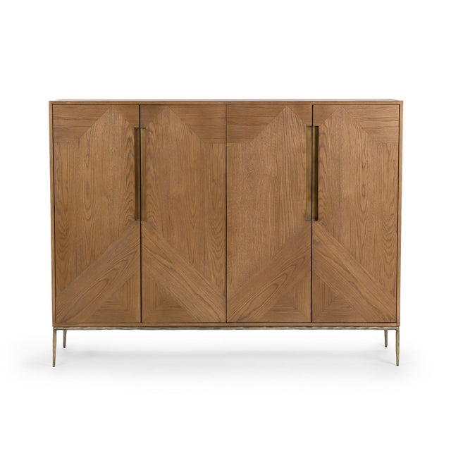 Roman Golden Walnut 4-Door Cabinet