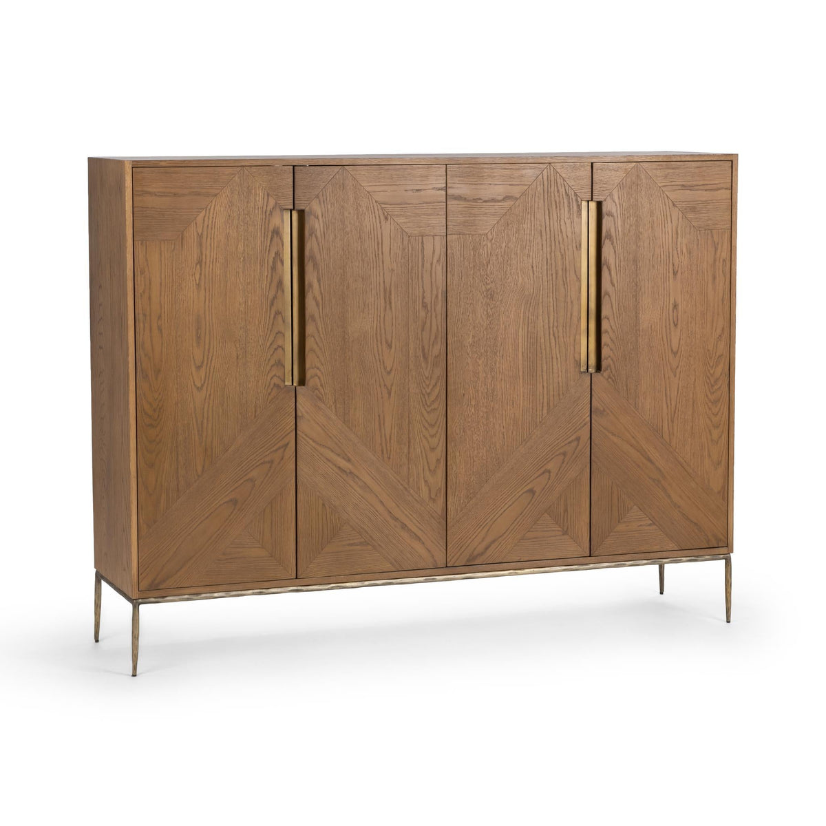Roman Golden Walnut 4-Door Cabinet