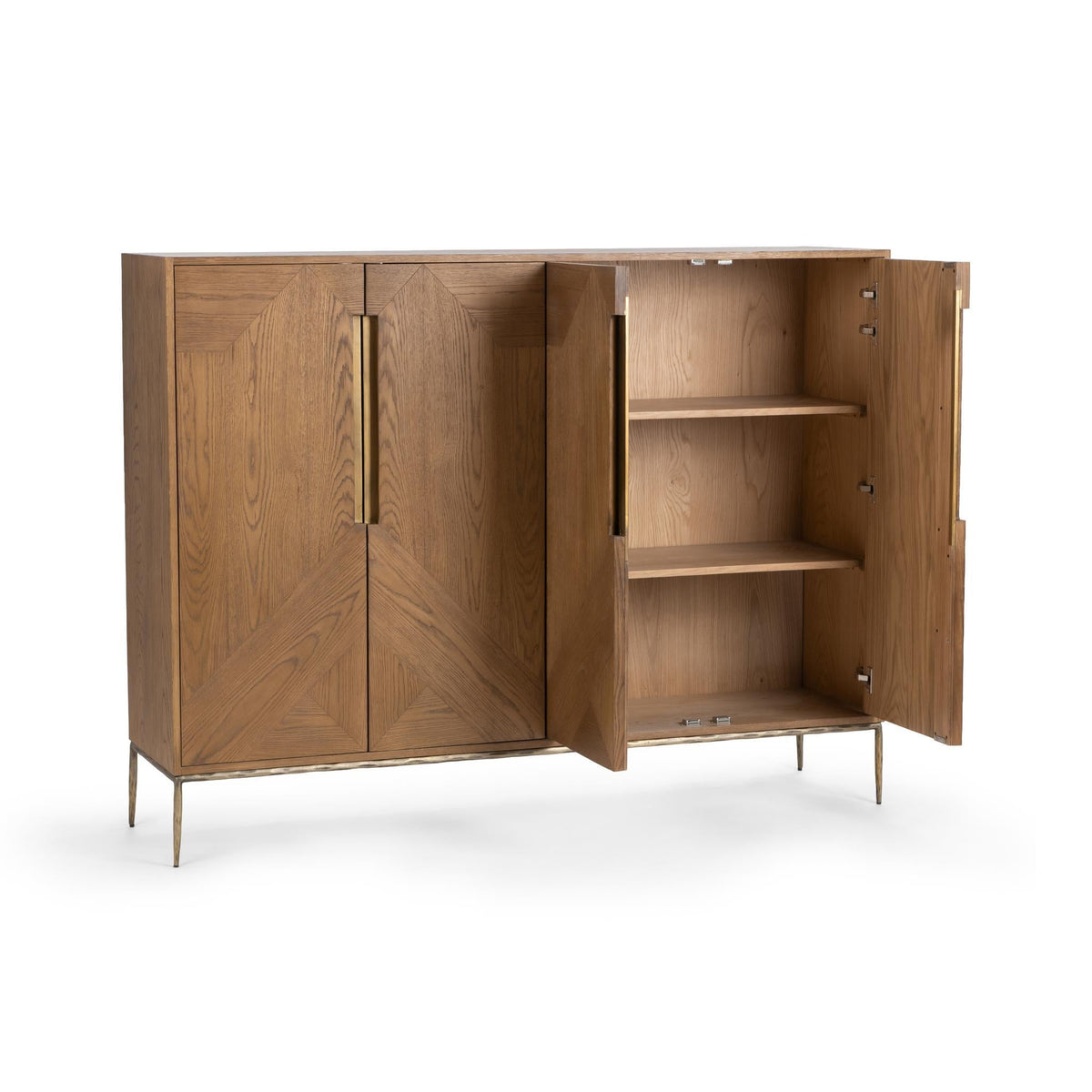 Roman Golden Walnut 4-Door Cabinet