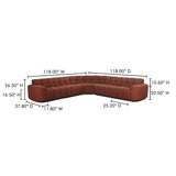Roman Rust L Shaped Sectional - Ornate Home