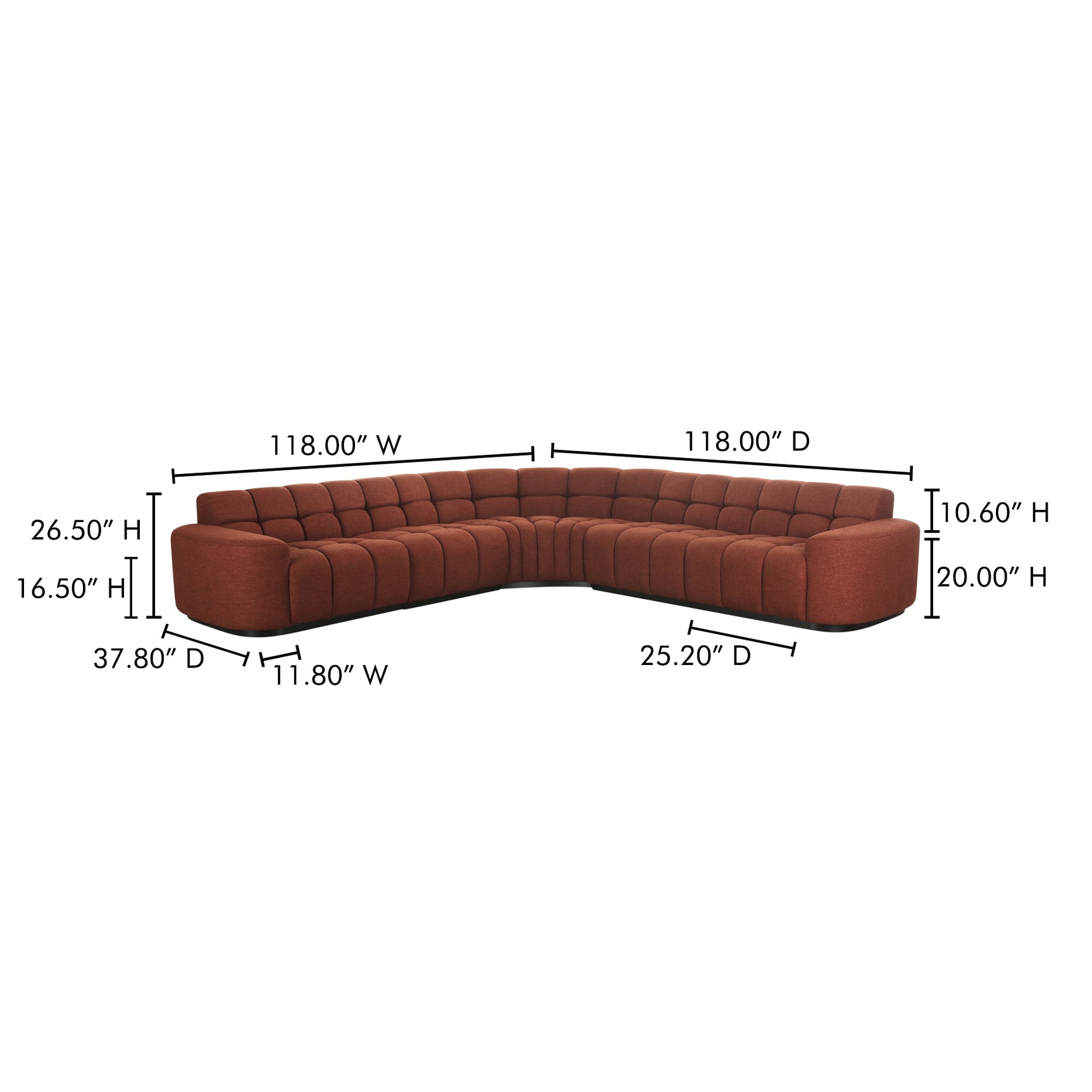 Roman Rust L Shaped Sectional - Ornate Home