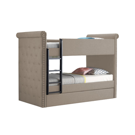 Romana II Beige Fabric Bunk Bed & Trundle (Twin/Twin) - Ornate Home