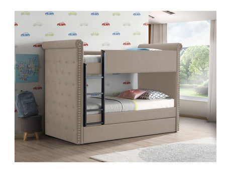 Romana II Beige Fabric Bunk Bed & Trundle (Twin/Twin) - Ornate Home