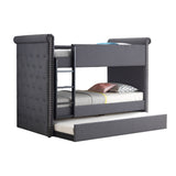 Romana II Gray Fabric Bunk Bed & Trundle (Twin/Twin) - Ornate Home
