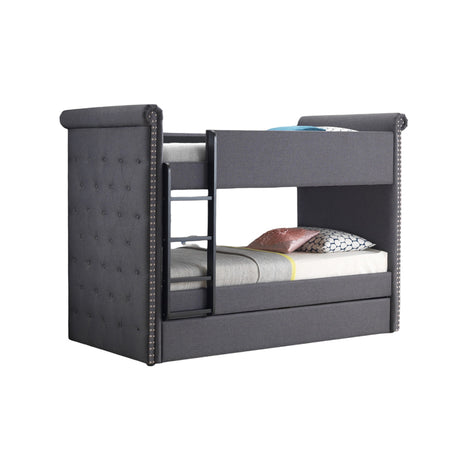 Romana II Gray Fabric Bunk Bed & Trundle (Twin/Twin) - Ornate Home