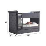 Romana II Gray Fabric Bunk Bed & Trundle (Twin/Twin) - Ornate Home