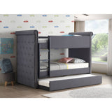 Romana II Gray Fabric Bunk Bed & Trundle (Twin/Twin) - Ornate Home