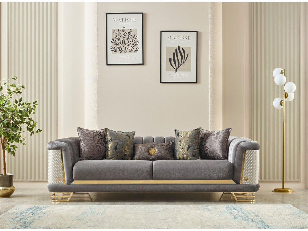 Romans Grey 3-pieces (Sofa & Loveseat & Chair) Living Room Set