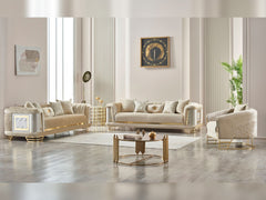 Romans Beige 3-pieces (Sofa & Loveseat & Chair) Living Room Set - Ornate Home